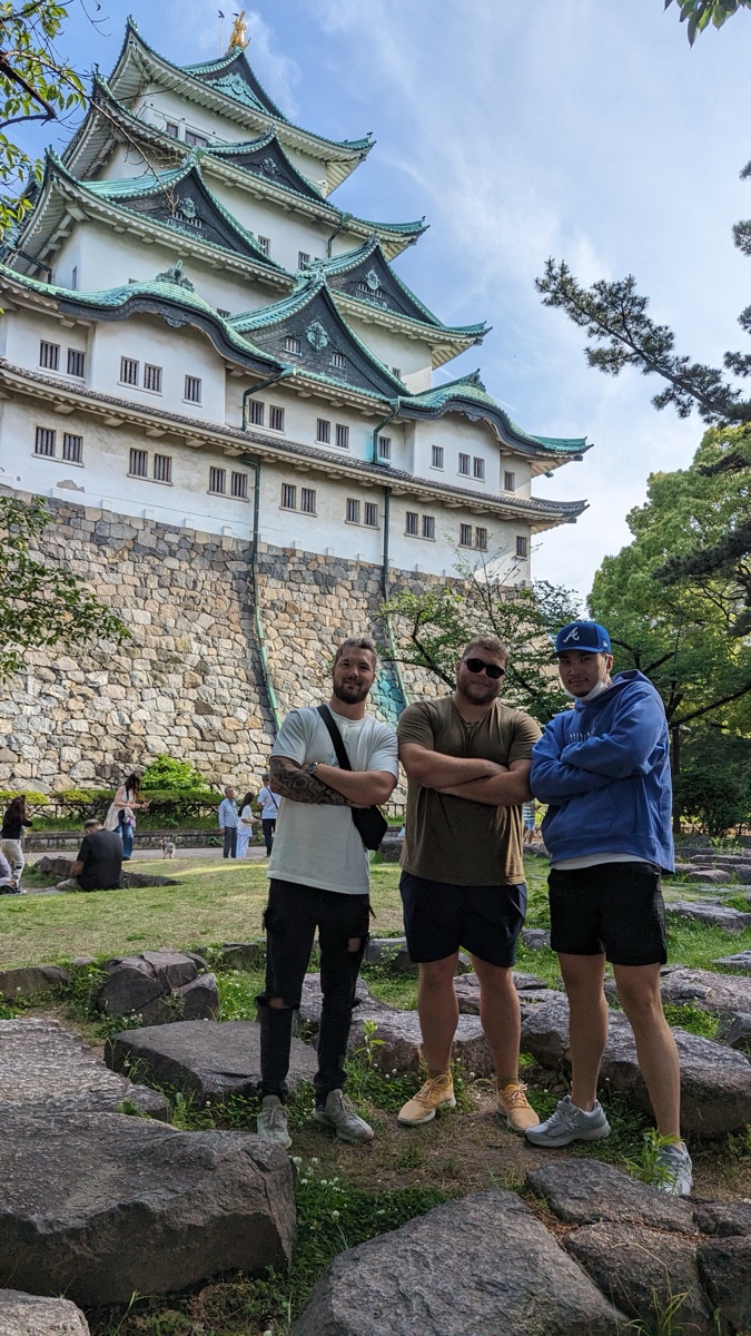 Jacob with friends at Nagoya Castle
